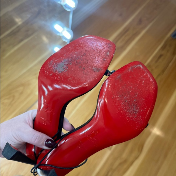 CHRISTIAN LOUBOUTIN Condora Lacestrass 85 crystal-embellished leather sandals - Picture 10 of 13